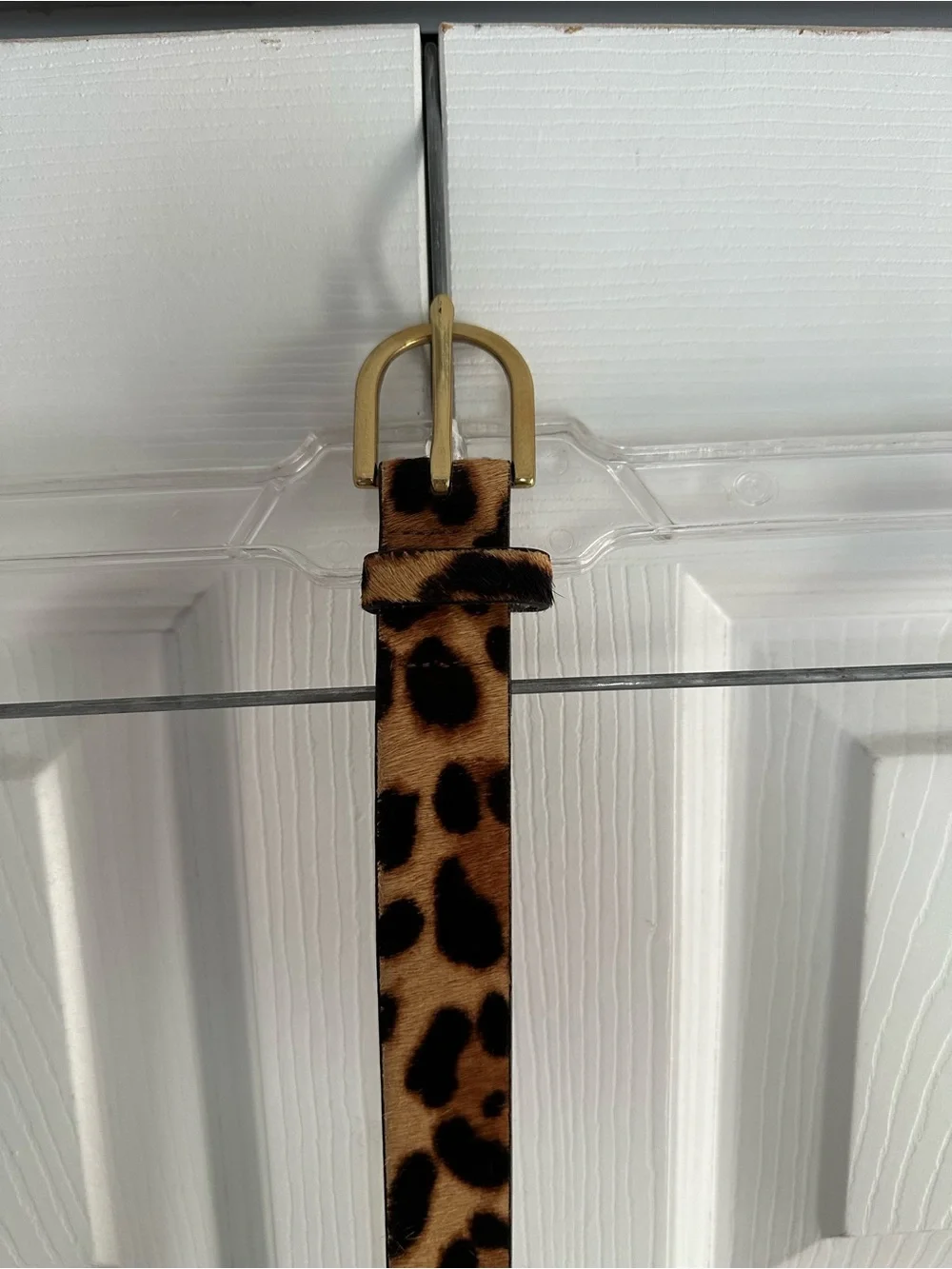 J. Crew Leopard Print Calf Hair Skinny Belt - Picture 2 of 3